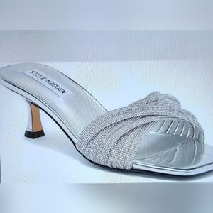 *NEW* Steve Madden Silver Solange Slide Women's Heels Sz 7.5